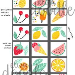 Tutti Frutti Wall Decals Tropical Fruit Stickers, Kids Room Decor - 58 Pack - thumbnail 3