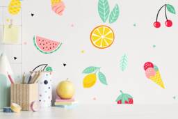 Tutti Frutti Wall Decals Tropical Fruit Stickers, Kids Room Decor - 58 Pack