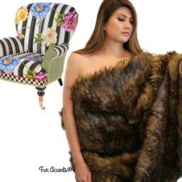 Brown Wolf Faux Fur Throw Blanket, Shag Bedspread, Usa Made