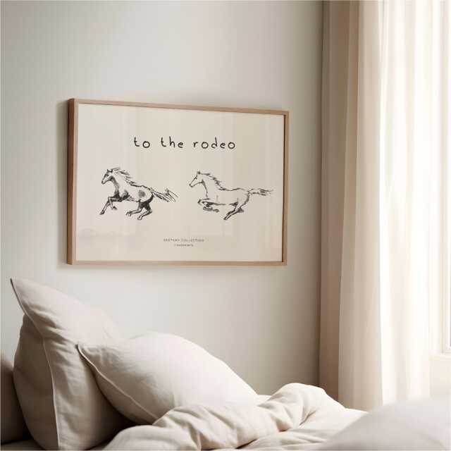 To The Rodeo Poster Vintage Horses Illustration, Western Country Cowboy Cowgirl Wall Art - image 1
