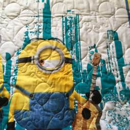 Quilted Baby Blanket/Munion Quilt New York Panel/Turquoise Quilt/Newborn Gift Ideas/Baby Shower Gift/Quilted Mat/Toddler/Nursery/Gift - thumbnail 3