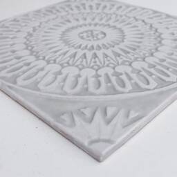 Handmade Moroccan Ceramic Wall Art Tile Zellige Decor, Grey & White - 30cm/11.8 - thumbnail 2