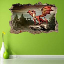 Dragon Fantasy Castle Wall Sticker Mural Decal Print Art Kids Bedroom Decor Cp25 - thumbnail 3