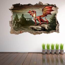 Dragon Fantasy Castle Wall Sticker Mural Decal Print Art Kids Bedroom Decor Cp25 - thumbnail 2