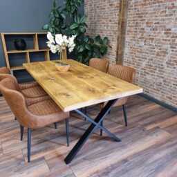 Barton Xf Rustic Wood Dining Table - Industrial Steel Legs Handmade Natural Cozy & Modern Cotswold - thumbnail 2
