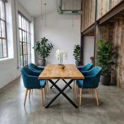 Barton Xf Rustic Wood Dining Table - Industrial Steel Legs Handmade Natural Cozy & Modern Cotswold - thumbnail 1