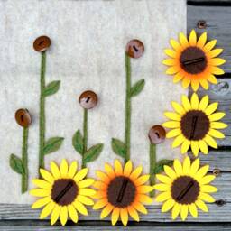 Felt Sunflower Button Activity Page Fine Motor Skills Quiet Book Insert - thumbnail 3