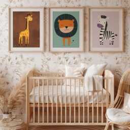 Safari Animal Prints Lion, Giraffe, Zebra Nursery Wall Art - thumbnail 4