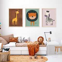 Safari Animal Prints Lion, Giraffe, Zebra Nursery Wall Art - thumbnail 3
