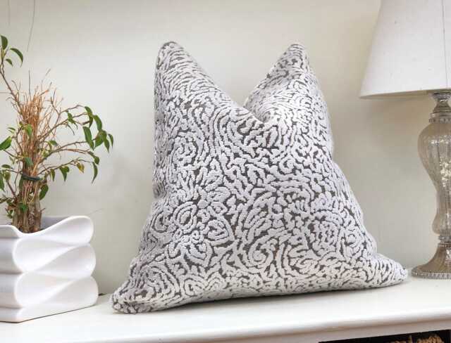 Luxury Neutral Velvet Patterned Cushion Cover