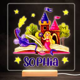 Book Fairy-Tale Girl Princess Bright Square Personalised Gift Lamp Night Light - Bedroom