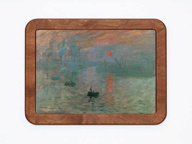 Impression, Sunrise Claude Monet River Boats Skyline Landscape Impressionism Classic Painting Wooden Framed Art Print - image 1