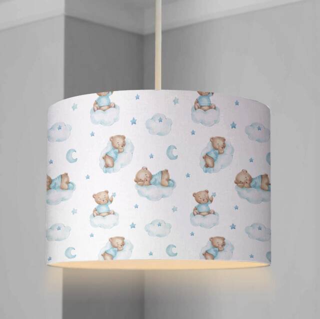 Lampshade - Bears in Clouds Blue, Ceiling Lampshade Or Table Lampshade, Kids Bedroom Bear Decor, Decor - image 1
