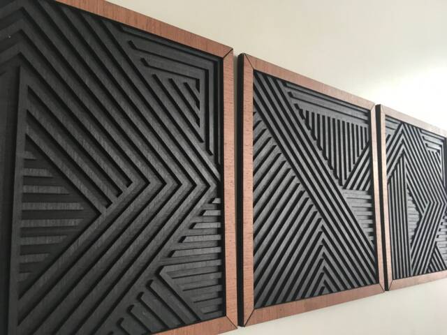 Geometric Wood Wall Art - Set Of 3 - Modern Minimal - image 1