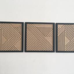 Geometric Wood Wall Art - Set Of 3 - Modern Minimal - thumbnail 4