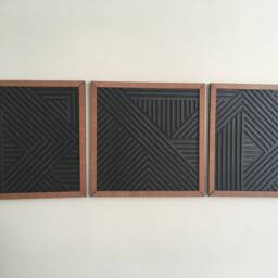 Geometric Wood Wall Art - Set Of 3 - Modern Minimal - thumbnail 2