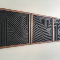 Geometric Wood Wall Art - Set Of 3 - Modern Minimal - thumbnail 3