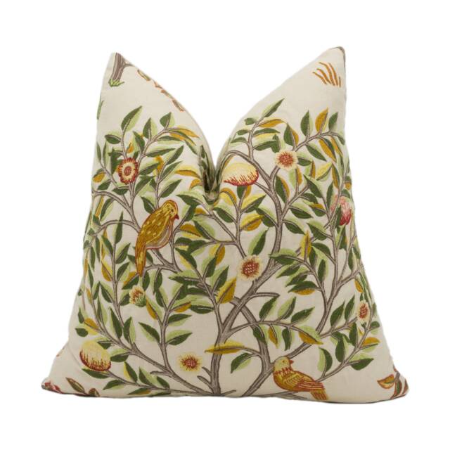 William Morris - Kelmscott Embroidery Russet/Artichoke Classic English Luxury Embroidered Designer Cushion Cover Throw Pillow Home - image 1
