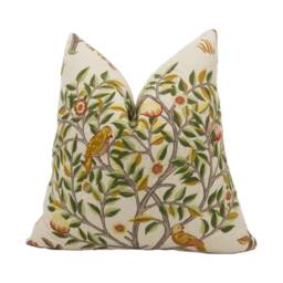 William Morris - Kelmscott Embroidery Russet/Artichoke Classic English Luxury Embroidered Designer Cushion Cover Throw Pillow Home - thumbnail 1