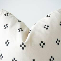 Block Print Pillow Cover Vintage Hmong Batik, Hemp Back - thumbnail 2