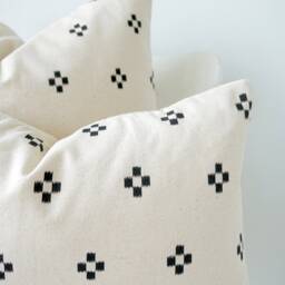 Block Print Pillow Cover Vintage Hmong Batik, Hemp Back - thumbnail 4