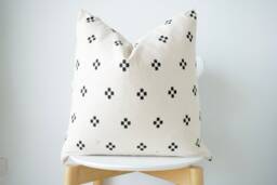 Block Print Pillow Cover Vintage Hmong Batik, Hemp Back - thumbnail 1