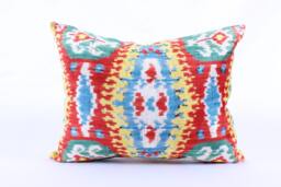 16x24 Ikat Velvet Pillow Cover, Handmade Cushion, Decorative Throw Pillow, Boho Cushion Turkish Home Decor - thumbnail 1