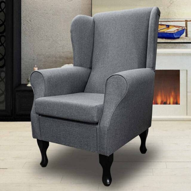 Grey Wingback Armchair - British Handmade & Upholstered Luxury Sawana Fireside Accent Chair Made To Order - image 1