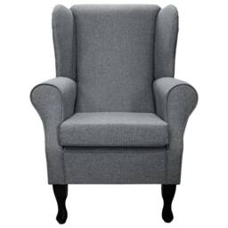 Grey Wingback Armchair - British Handmade & Upholstered Luxury Sawana Fireside Accent Chair Made To Order - thumbnail 2