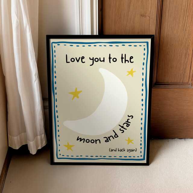 Love You To The Moon Print Sunshine Nursery Decor - Unframed - image 1
