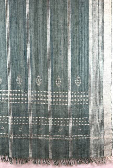 Handwoven Seafoam Green Wool Throw Blanket Gujarat, India - image 1
