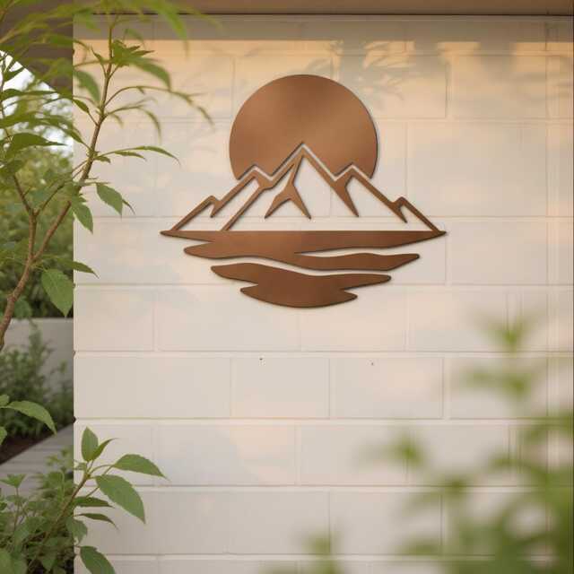 Sunrise & Ocean Metal Wall Art, Beach House Coastal Sunset Patio Decor, Sun Wave Boho Silhouette, Home Art - image 1