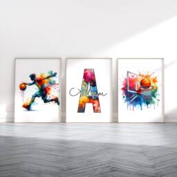 Custom Basketball Posters - Set Of 3 Prints - Teen Room Decor Art Print Kids Bedroom Personalised Artwork - thumbnail 2