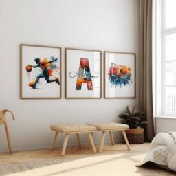 Custom Basketball Posters - Set Of 3 Prints - Teen Room Decor Art Print Kids Bedroom Personalised Artwork - thumbnail 3