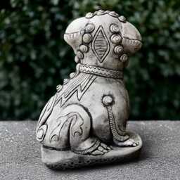 Stone Foo Dog Statue Concrete Sculpture Cement Animal Figurine Pet Decoration Outdoor Ornament Dog Lover Gift Yard Art - thumbnail 4