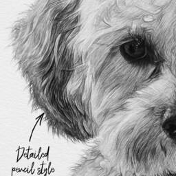 Three Dog Sketch Style Pet Portrait, Black & White Pencil Drawing, Personalised Sketch, Memorial, Wall Art, Skuscr-Pbsi-3 - thumbnail 2