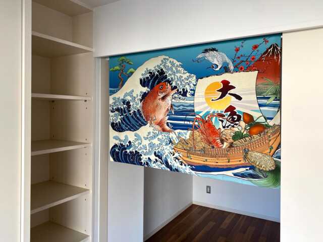 Order Made Japanese Grate Wave Noren Curtain, Short Restaurant Noren, Martial Arts Door Sushi Step - image 1