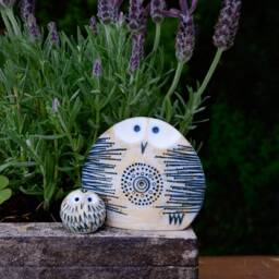 Handmade Ceramic Owl Family Sculpture, Shelf Decor, Gifts - thumbnail 3
