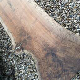 Live Edge Table, Wood Dining Walnut Furniture, Massive Metal Legs Patio Outdoor Garden Table - thumbnail 4