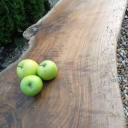 Live Edge Table, Wood Dining Walnut Furniture, Massive Metal Legs Patio Outdoor Garden Table - thumbnail 3
