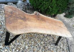Live Edge Table, Wood Dining Walnut Furniture, Massive Metal Legs Patio Outdoor Garden Table