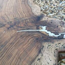 Live Edge Table, Wood Dining Walnut Furniture, Massive Metal Legs Patio Outdoor Garden Table - thumbnail 2