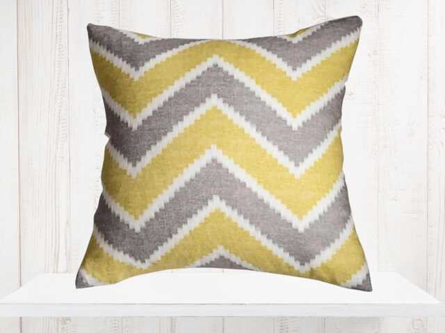 Yellow & Grey Chevron Pillow Cover - Modern Flamestitch Design - image 1