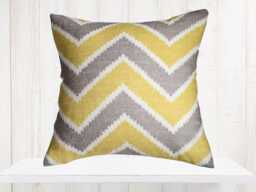 Yellow & Grey Chevron Pillow Cover - Modern Flamestitch Design - thumbnail 1