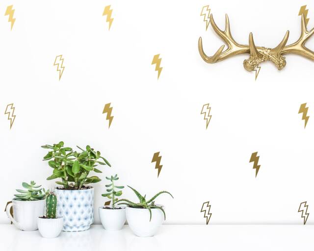 Lightning Wall Decals - Gold Vinyl Decal Set, Unique Decals, Silver Bolt Great For Home Decor, Gifts, & More - image 1