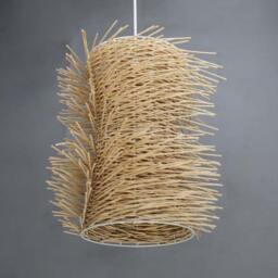 "Handwoven Rattan Pendant Light, Rustic Ceiling Lamp, Lighting Fixture, Lampshade W11.8"" X H13.4" - thumbnail 3