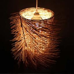 "Handwoven Rattan Pendant Light, Rustic Ceiling Lamp, Lighting Fixture, Lampshade W11.8"" X H13.4" - thumbnail 2