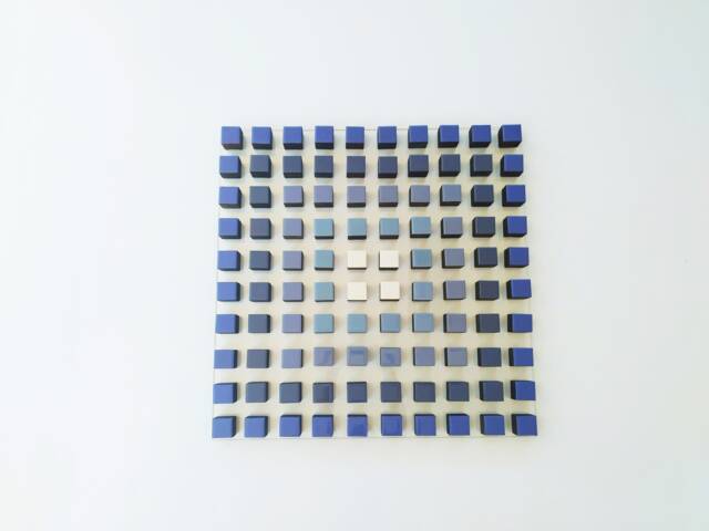 Modern Abstract Wood Wall Art Gradient Blue Gray White 3D Decor. Resin On Top Face - image 1