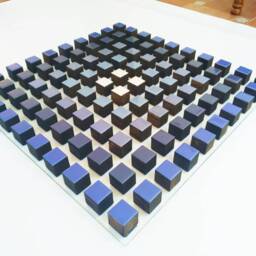 Modern Abstract Wood Wall Art Gradient Blue Gray White 3D Decor. Resin On Top Face - thumbnail 2