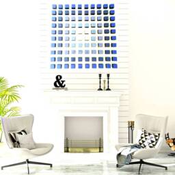Modern Abstract Wood Wall Art Gradient Blue Gray White 3D Decor. Resin On Top Face - thumbnail 4